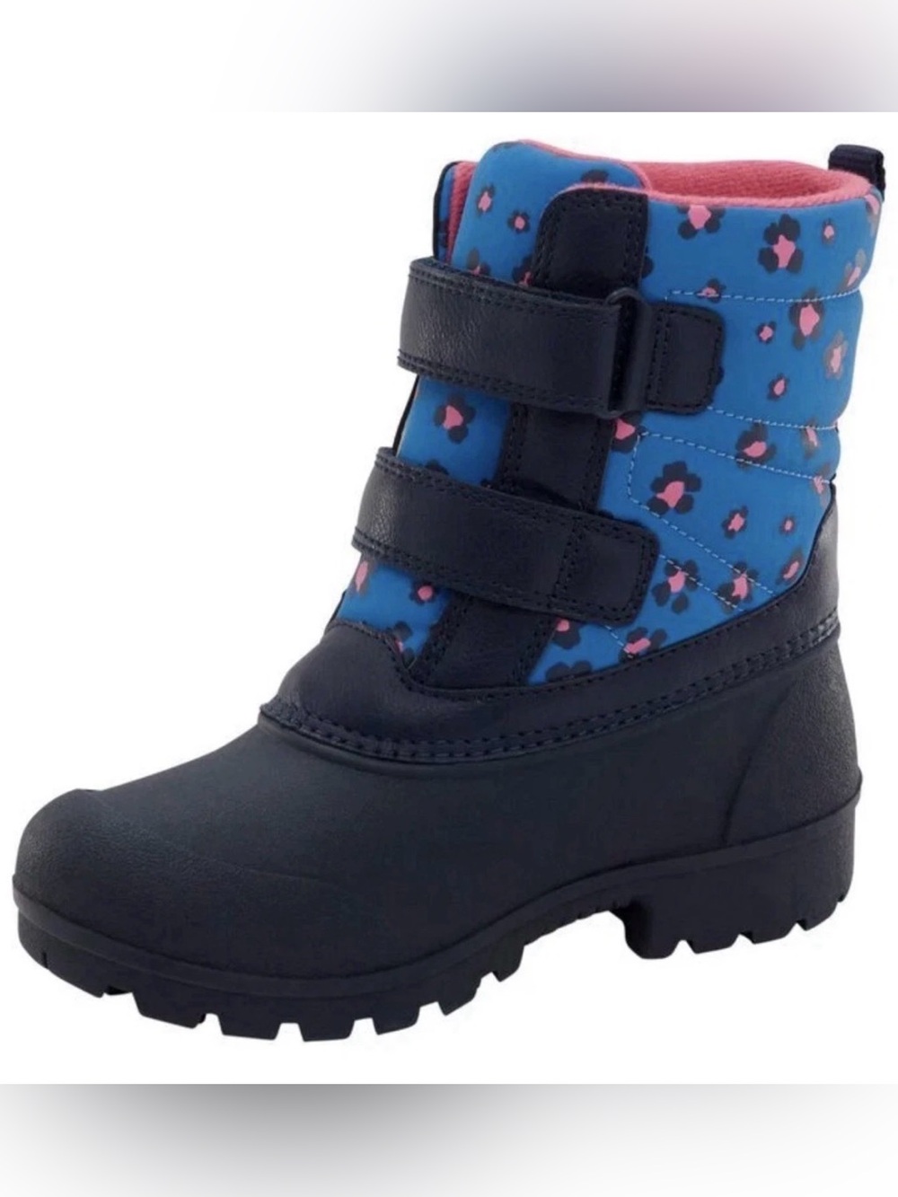 Girl’s Carter’s Pink & Blue Leopard Deltha Winter Snow Boots hook loop easy on